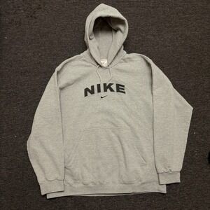 Vintage Nike Center Swoosh Hoodie XL Gray 90s Spell Out White Tag Made in USA